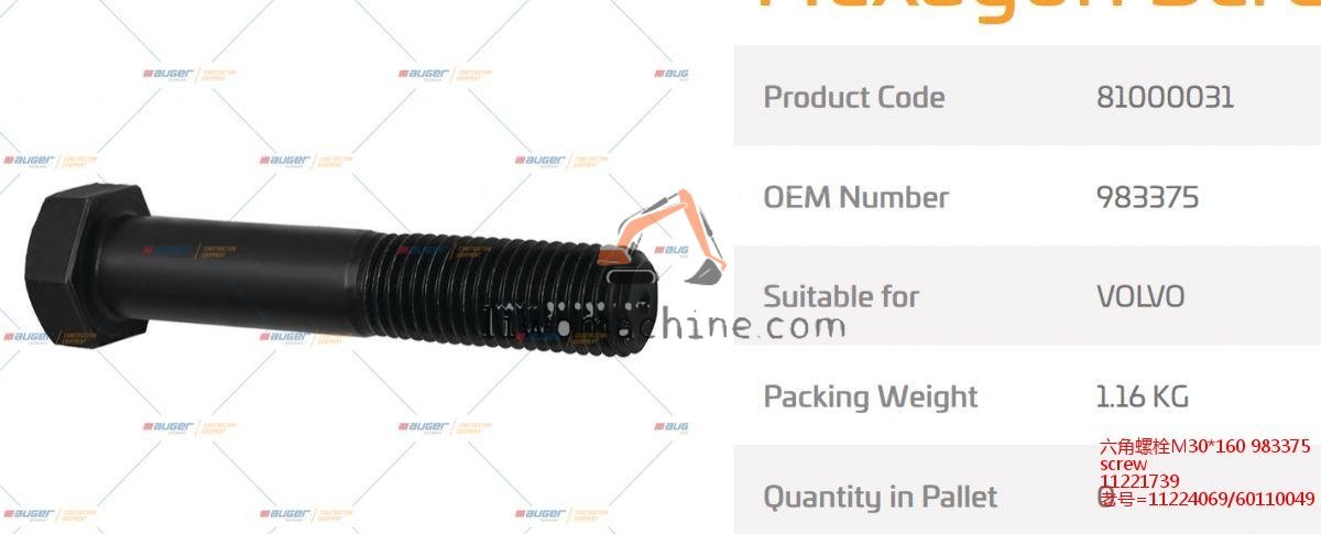 XCMG 11221739 screw - Professional Construction Machinery Parts