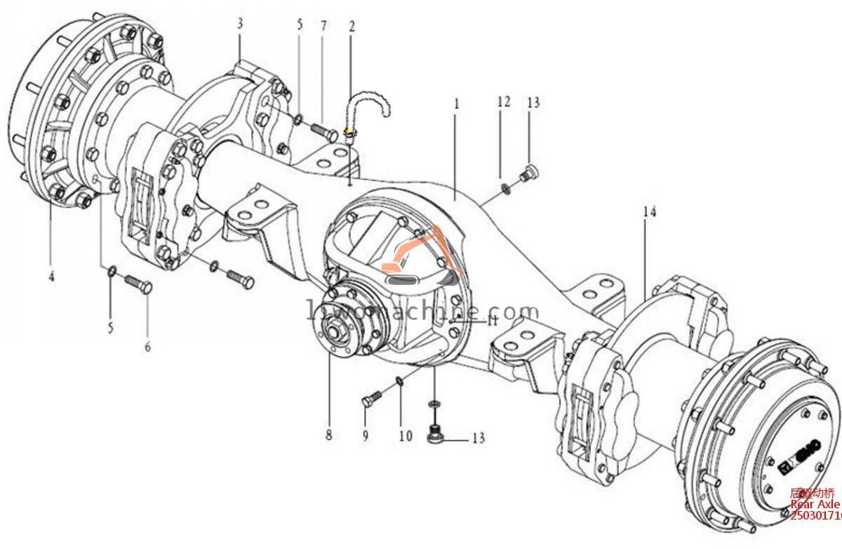 XCMG 250301710 Rear Axle Assembly - Professional Construction Machinery Parts
