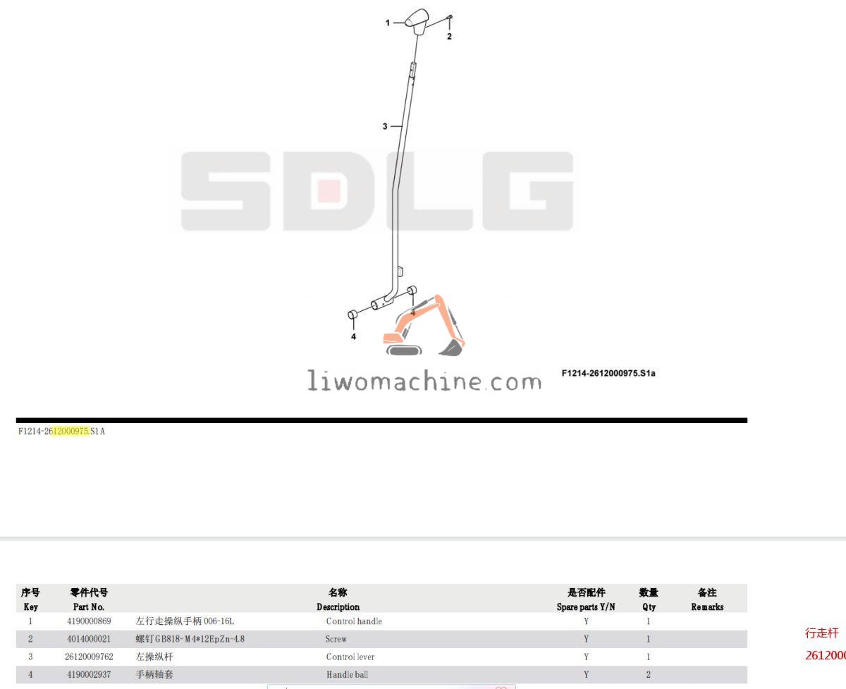 XCMG 26120009751 行走杆 - Professional Construction Machinery Parts