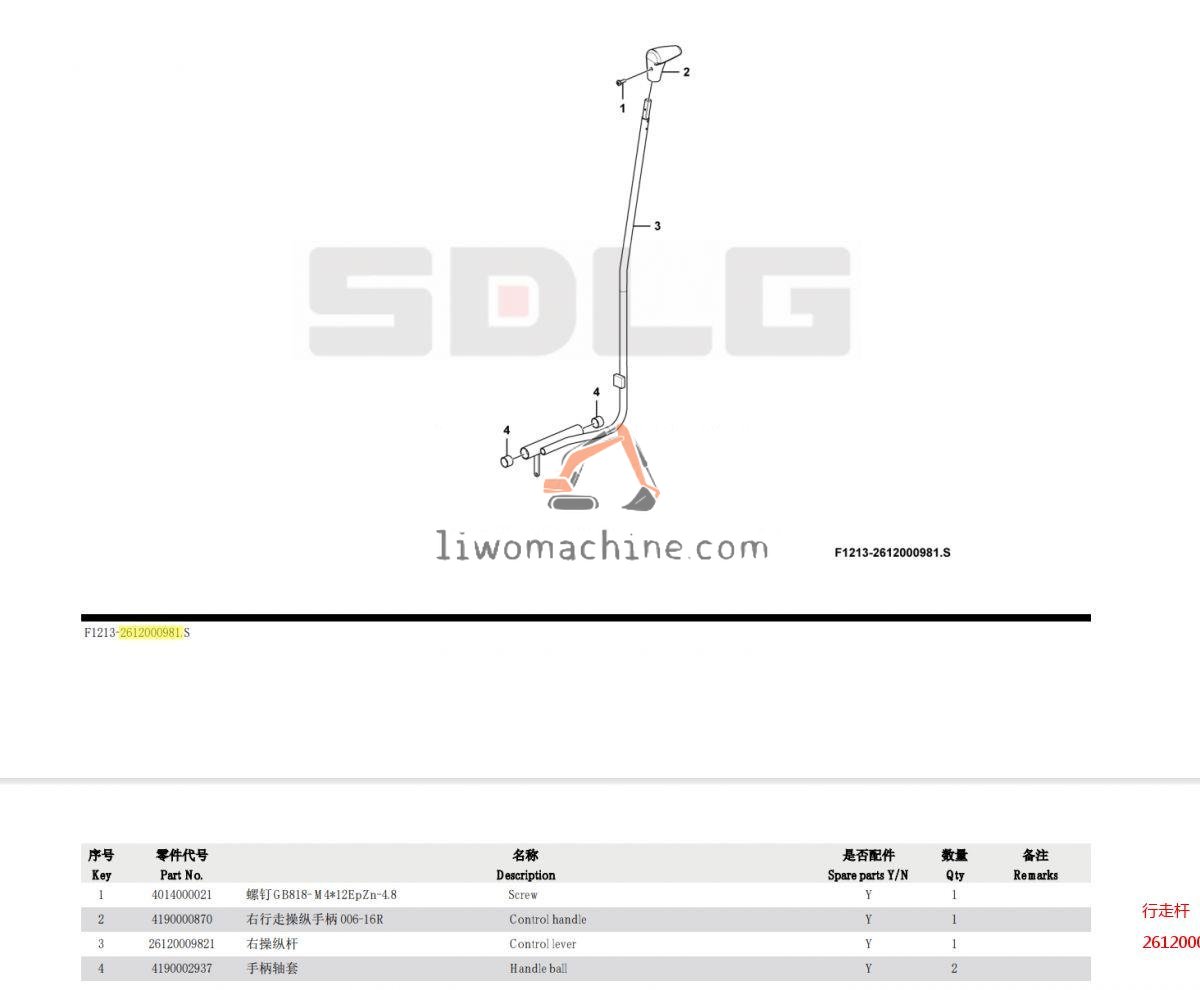 XCMG 26120009811 行走杆 - Professional Construction Machinery Parts