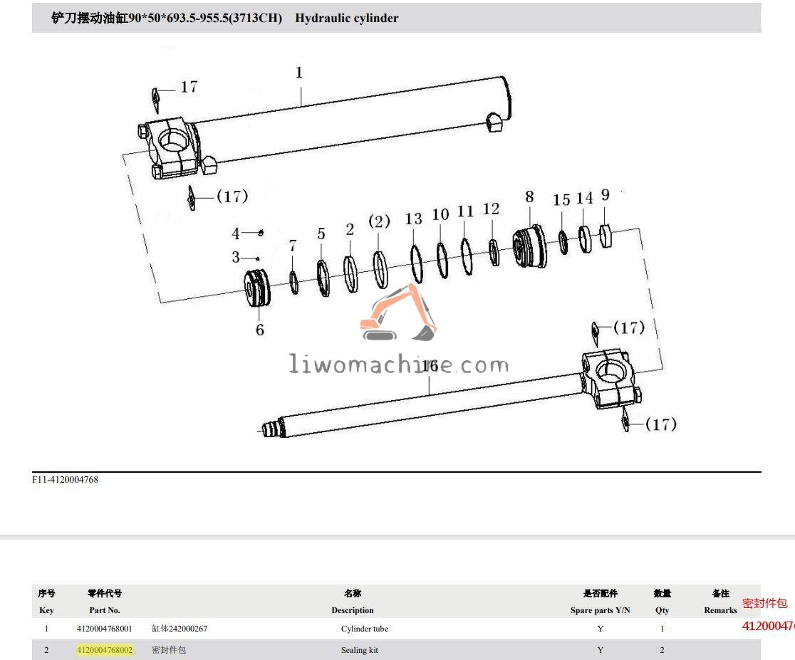 XCMG 4120004768002 密封件包 - Professional Construction Machinery Parts