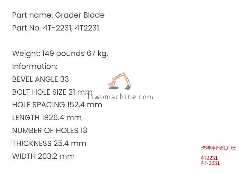 XCMG 4T2231 卡特平地机刀板 - Professional Construction Machinery Parts