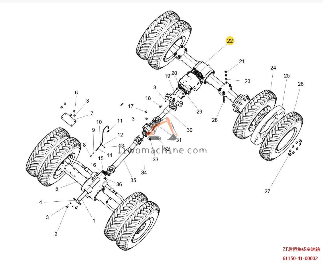 XCMG 61150-41-00002 ZF后桥集成变速箱 - Professional Construction Machinery Parts