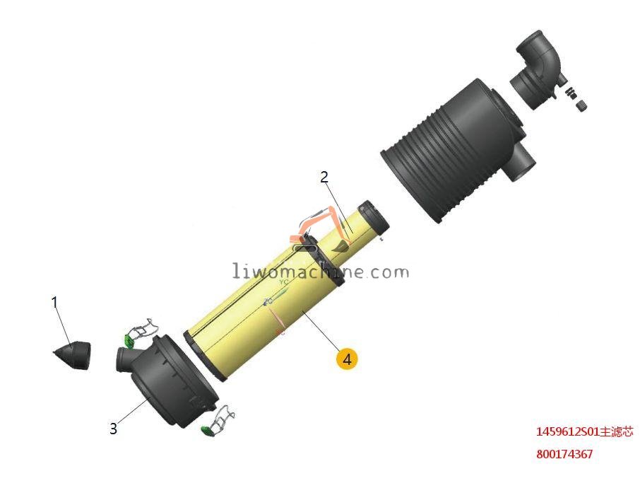 XCMG 800174367 1459612S01主滤芯 - Professional Construction Machinery Parts