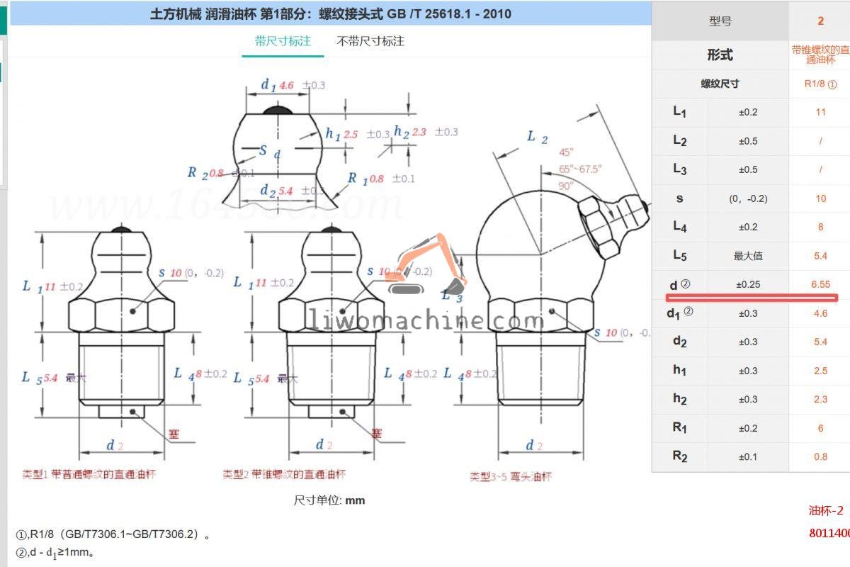 XCMG 801140026 油杯-2 - Professional Construction Machinery Parts