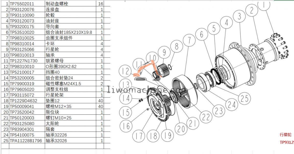 XCMG TP93125066 行星轮 - Professional Construction Machinery Parts